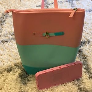 Turquoise and Pink Ombré Silicone Bag with Lights.
